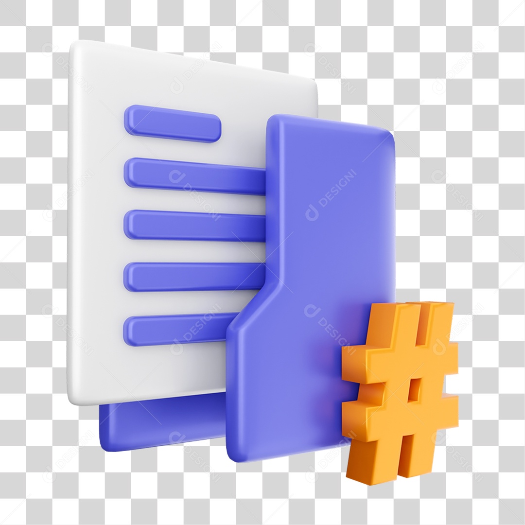 Elemento 3D Ícone Dados de Arquivo de Pasta PNG Transparente