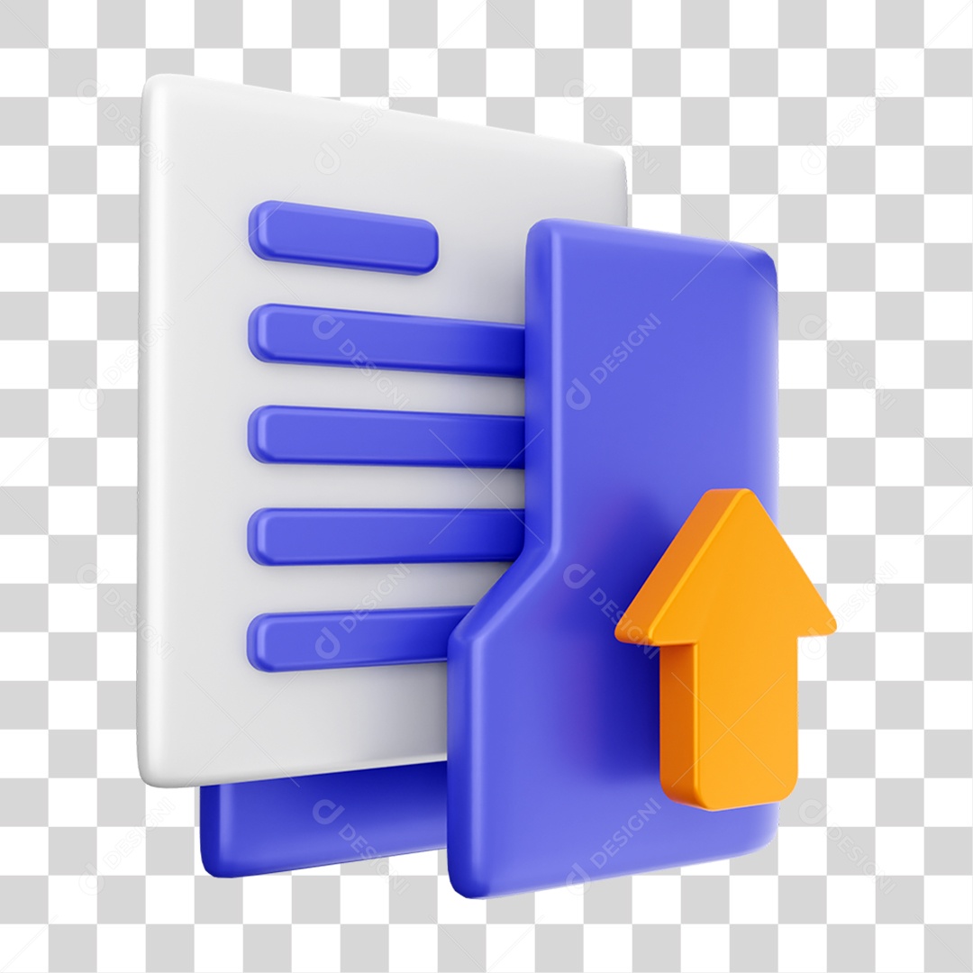 Elemento 3D Ícone Dados de Arquivo de Pasta PNG Transparente