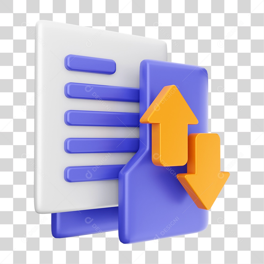 Elemento 3D Ícone Dados de Arquivo de Pasta PNG Transparente