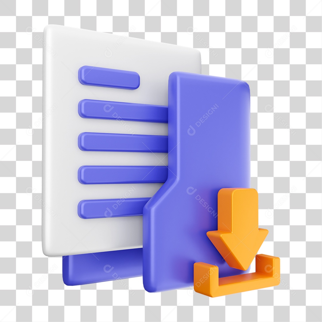 Elemento 3D Ícone Dados de Arquivo de Pasta PNG Transparente