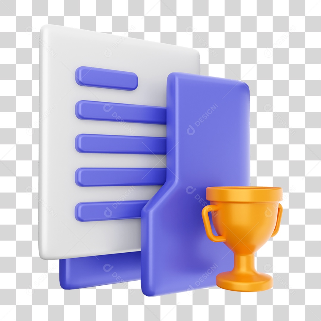 Elemento 3D Ícone Dados de Arquivo de Pasta PNG Transparente