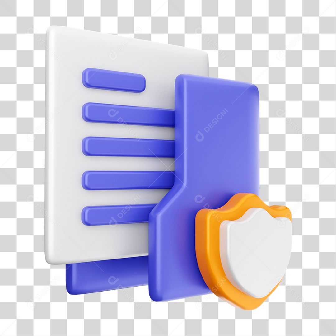 Elemento 3D Ícone Dados de Arquivo de Pasta PNG Transparente
