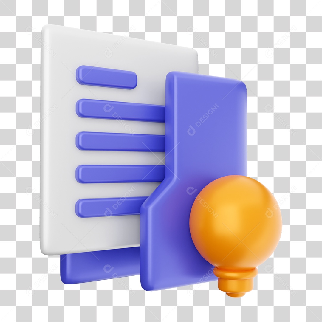 Elemento 3D Ícone Dados de Arquivo de Pasta PNG Transparente
