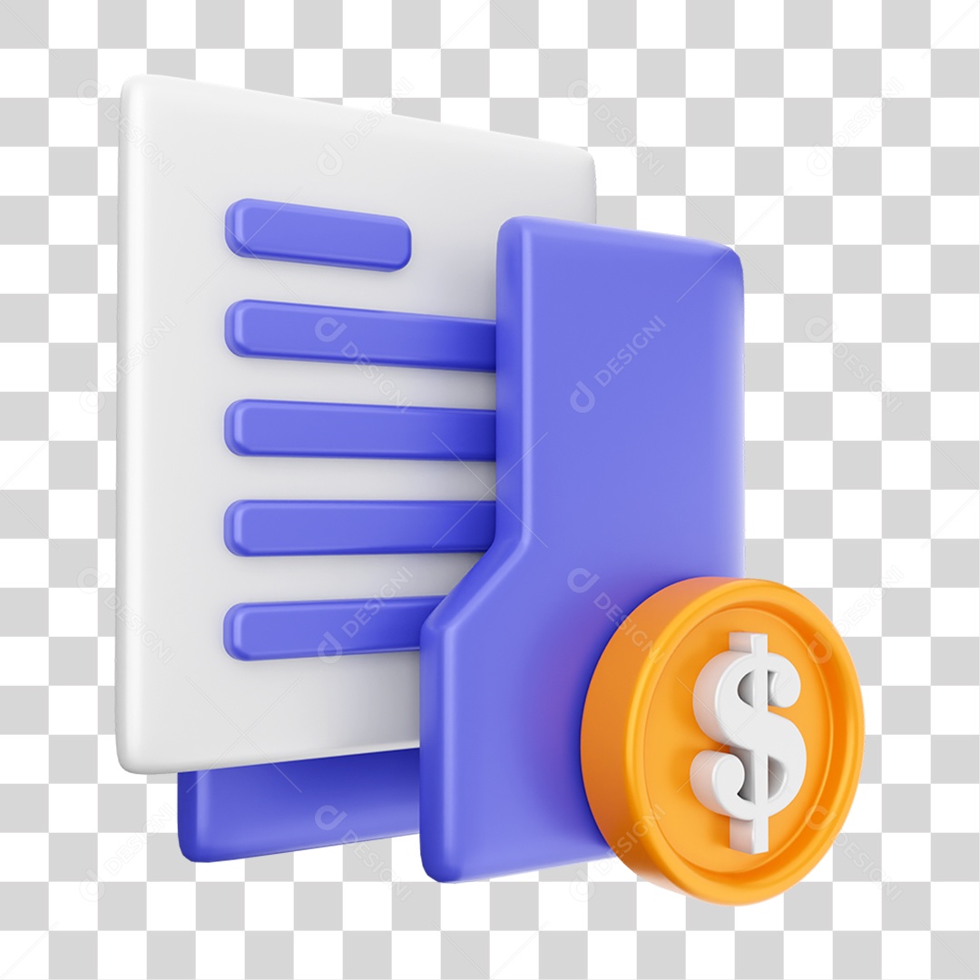 Elemento 3D Ícone Dados de Arquivo de Pasta PNG Transparente