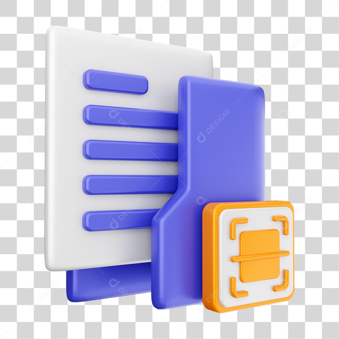 Elemento 3D Ícone Dados de Arquivo de Pasta PNG Transparente