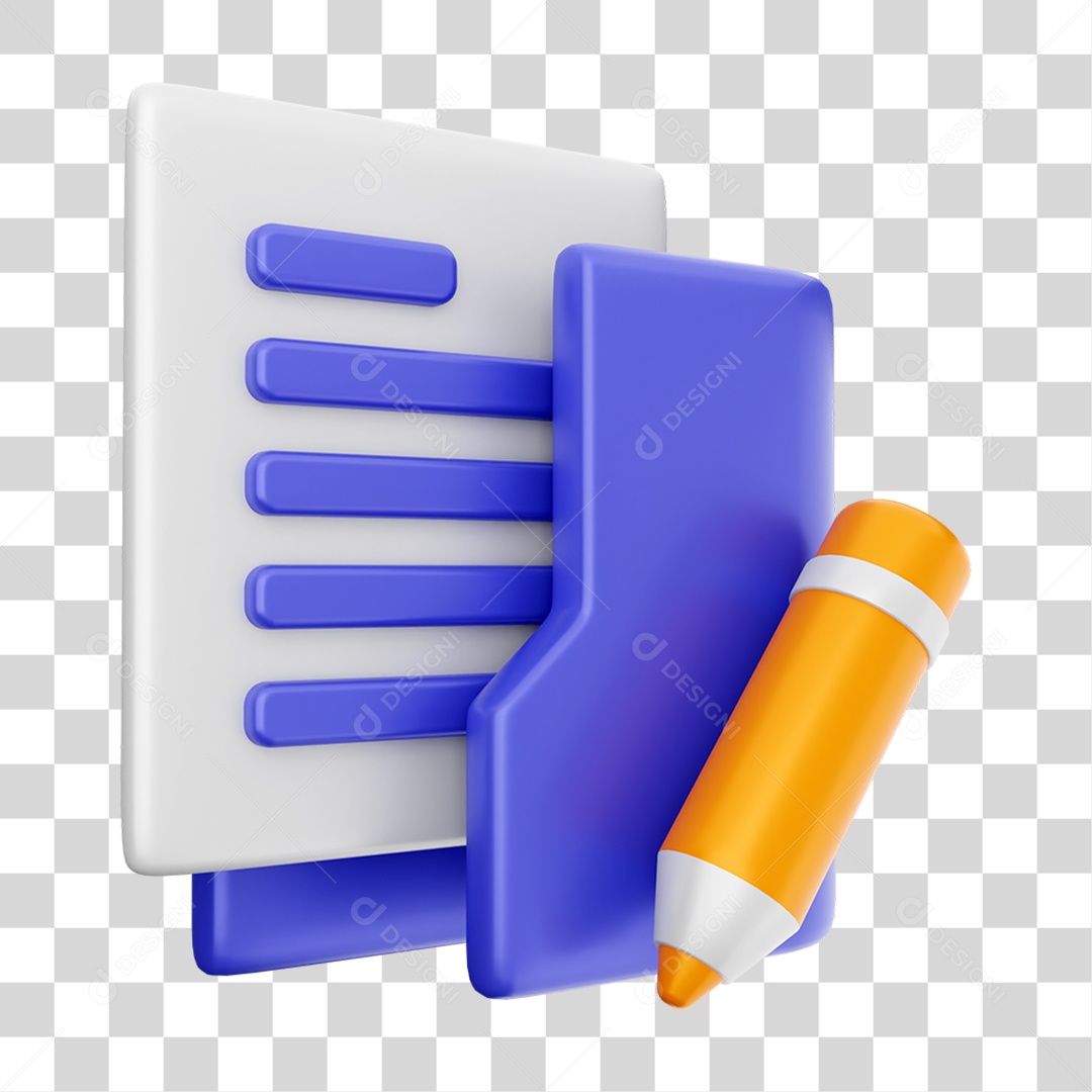 Elemento 3D Ícone Dados de Arquivo de Pasta PNG Transparente