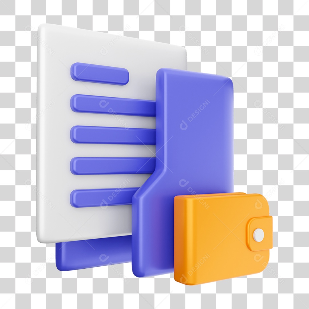 Elemento 3D Ícone Dados de Arquivo de Pasta PNG Transparente