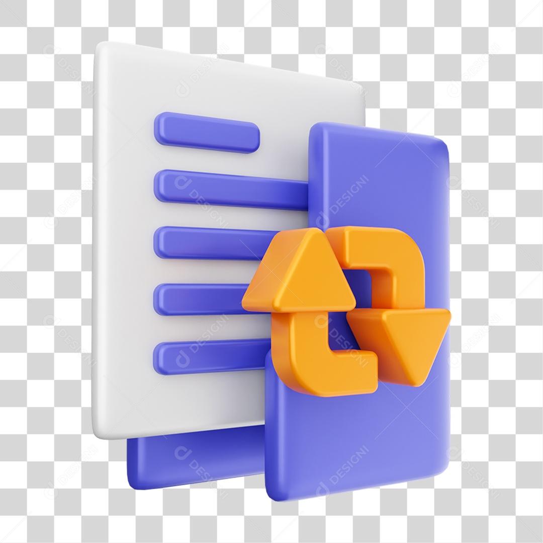 Elemento 3D Ícone Dados de Arquivo de Pasta PNG Transparente
