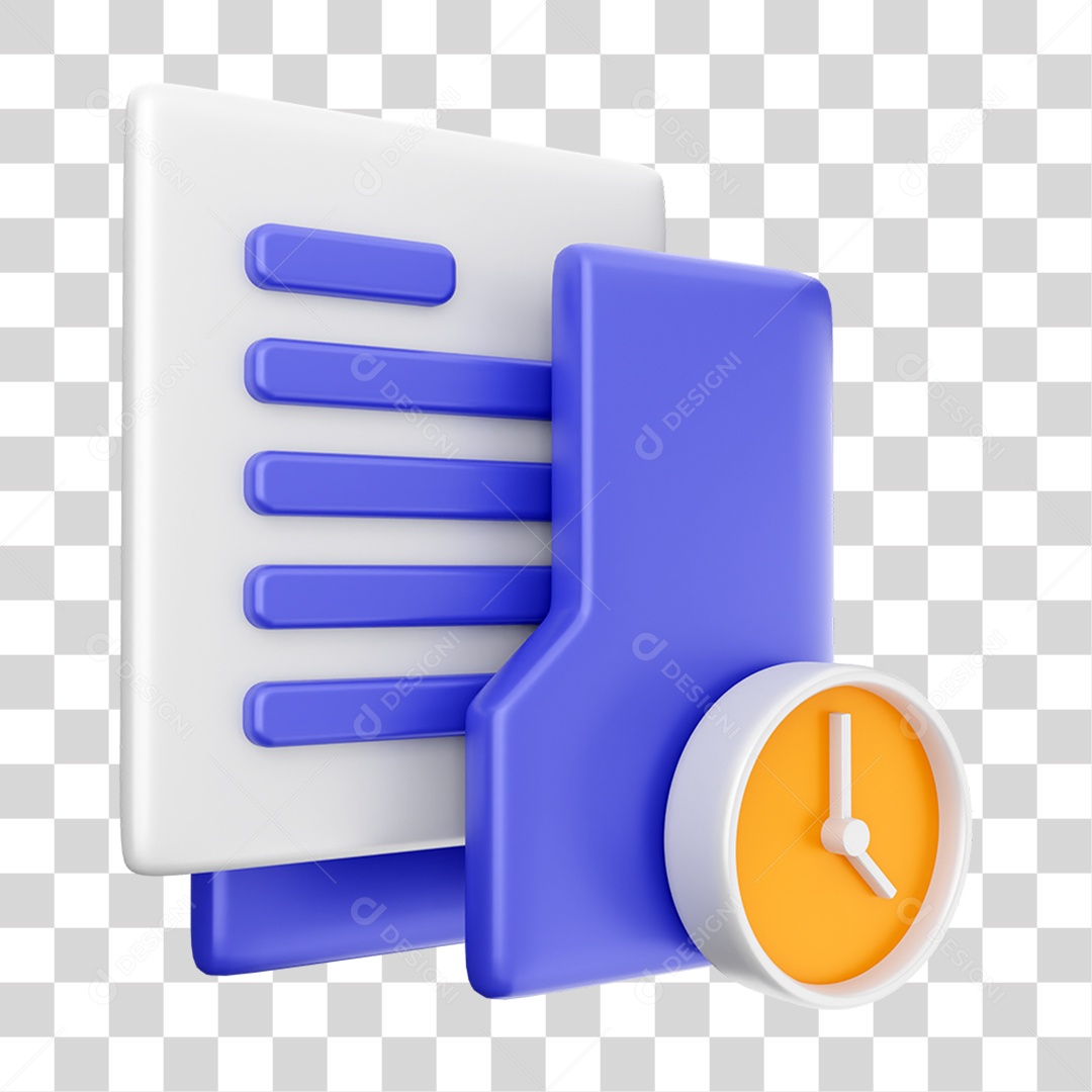 Elemento 3D Ícone Dados de Arquivo de Pasta PNG Transparente