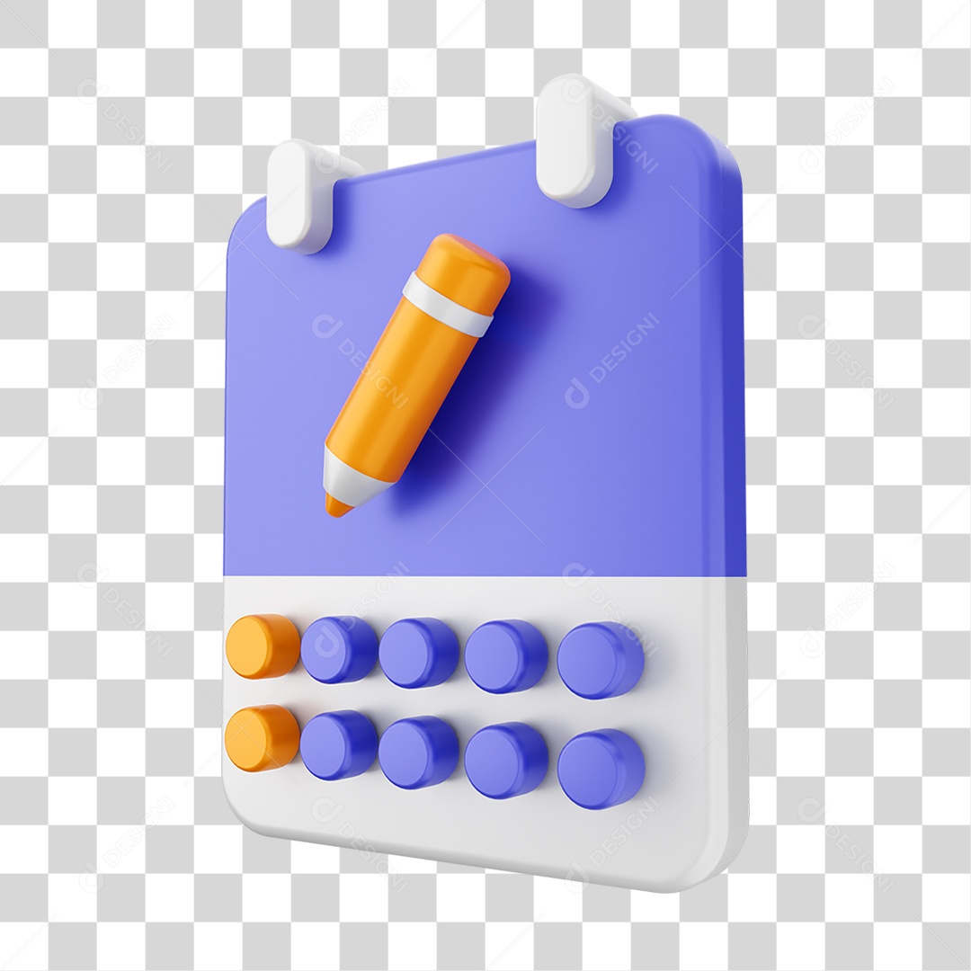 Elemento 3D Ícone Calendário PNG Transparente