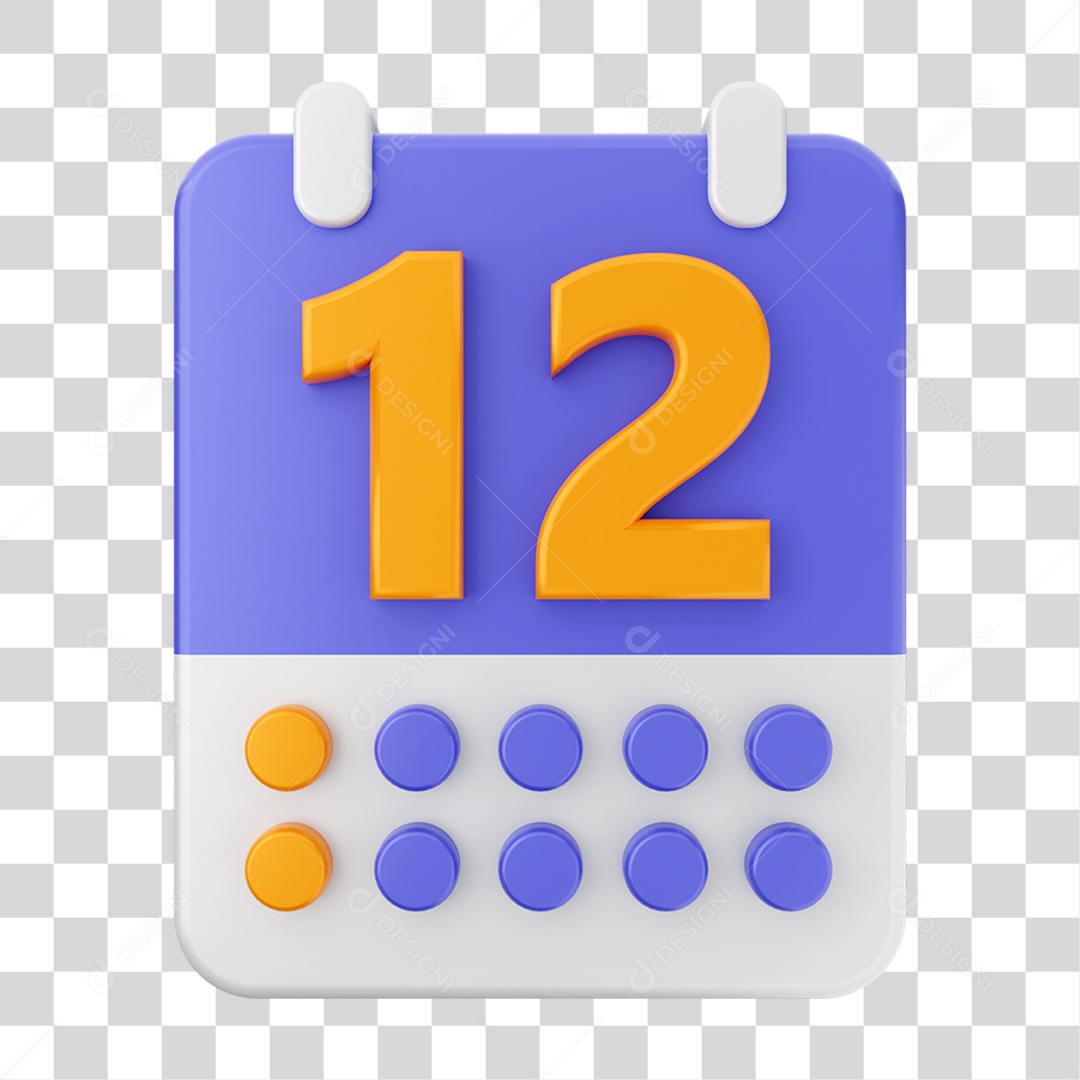 Elemento 3D Ícone Agenda de Datas do Calendário PNG Transparente
