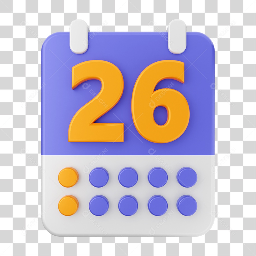 3D Element Icon PNG Calendar Dates Transparent