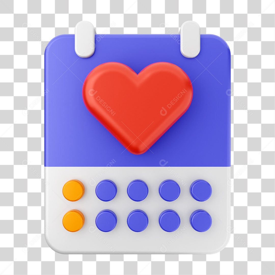 Elemento 3D Ícone Agenda de Datas do Calendário PNG Transparente