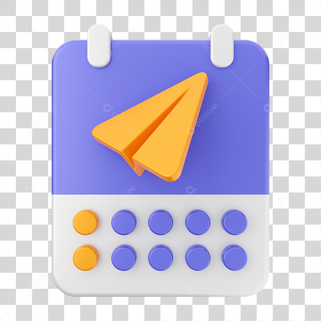 Elemento 3D Ícone Agenda de Datas do Calendário PNG Transparente