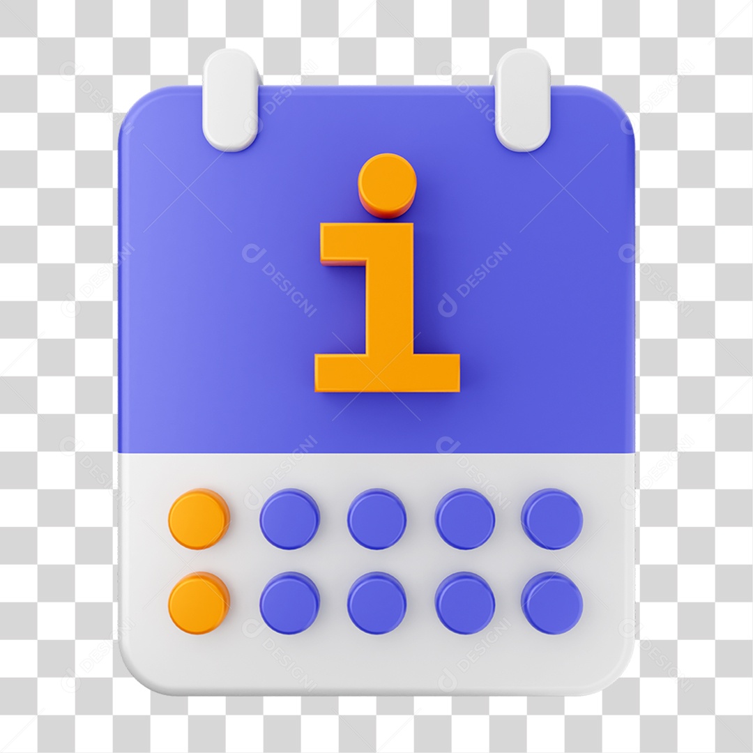 Elemento 3D Ícone Agenda de Datas do Calendário PNG Transparente