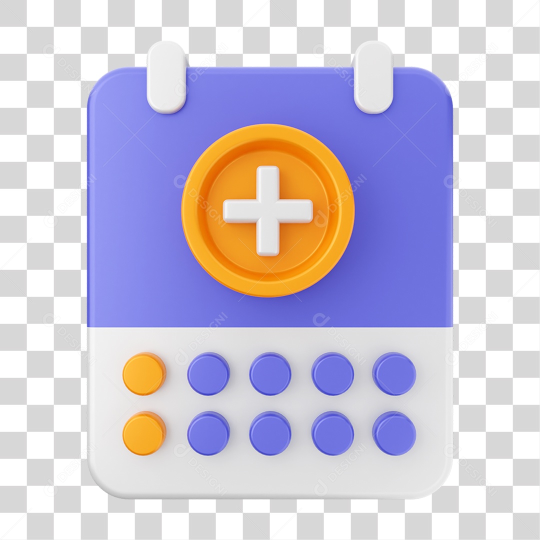 Elemento 3D Ícone Agenda de Datas do Calendário PNG Transparente