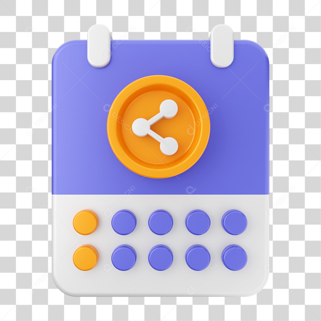 Elemento 3D Ícone Agenda de Datas do Calendário PNG Transparente