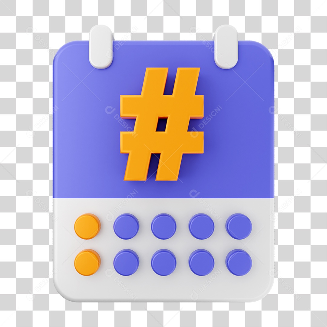 Elemento 3D Ícone Agenda de Datas do Calendário PNG Transparente