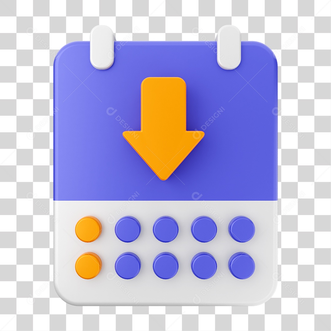 Elemento 3D Ícone Agenda de Datas do Calendário PNG Transparente