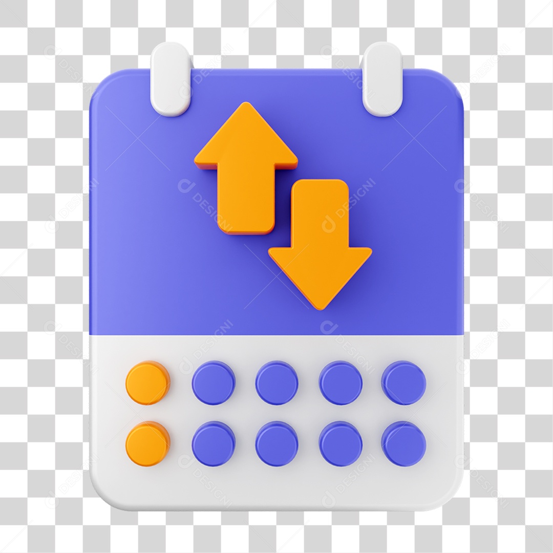 Elemento 3D Ícone Agenda de Datas do Calendário PNG Transparente