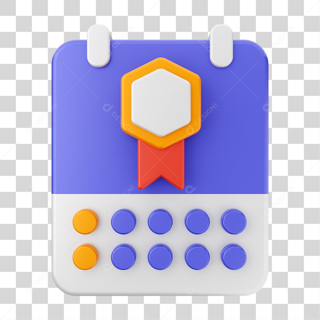 Elemento 3D Ícone Agenda de Datas do Calendário PNG Transparente