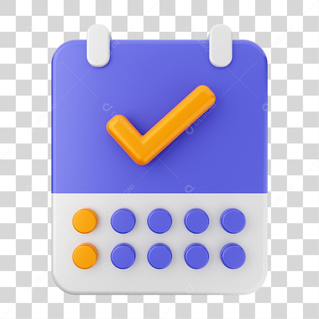 Elemento 3D Ícone Agenda de Datas do Calendário PNG Transparente