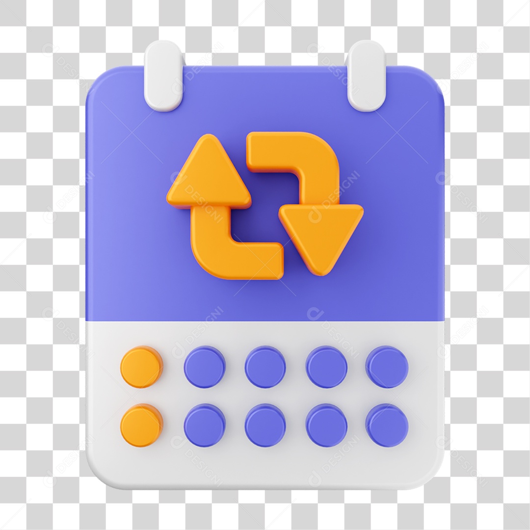 Elemento 3D Ícone Agenda de Datas do Calendário PNG Transparente