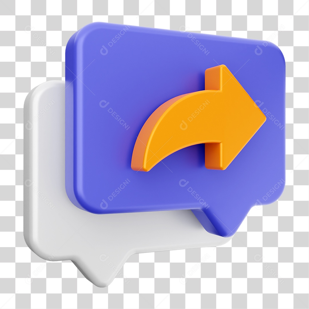 Elemento 3D Ícone Bolha de Bate-papo PNG Transparente