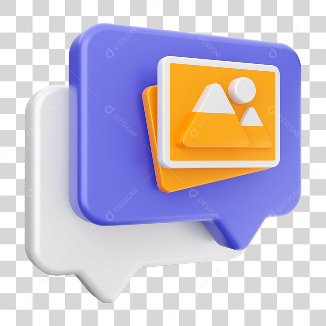 Elemento 3D Ícone Bolha de Bate-papo PNG Transparente