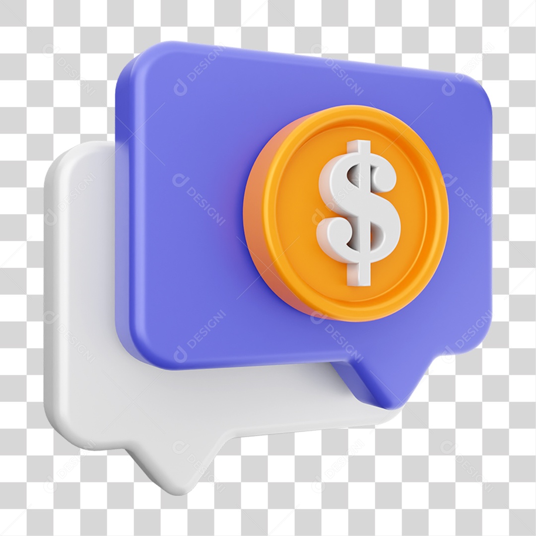 Elemento 3D Ícone Bolha de Bate-papo PNG Transparente
