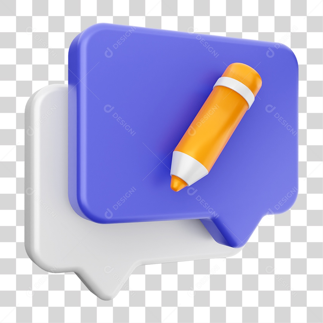 Elemento 3D Ícone Bolha de Bate-papo PNG Transparente