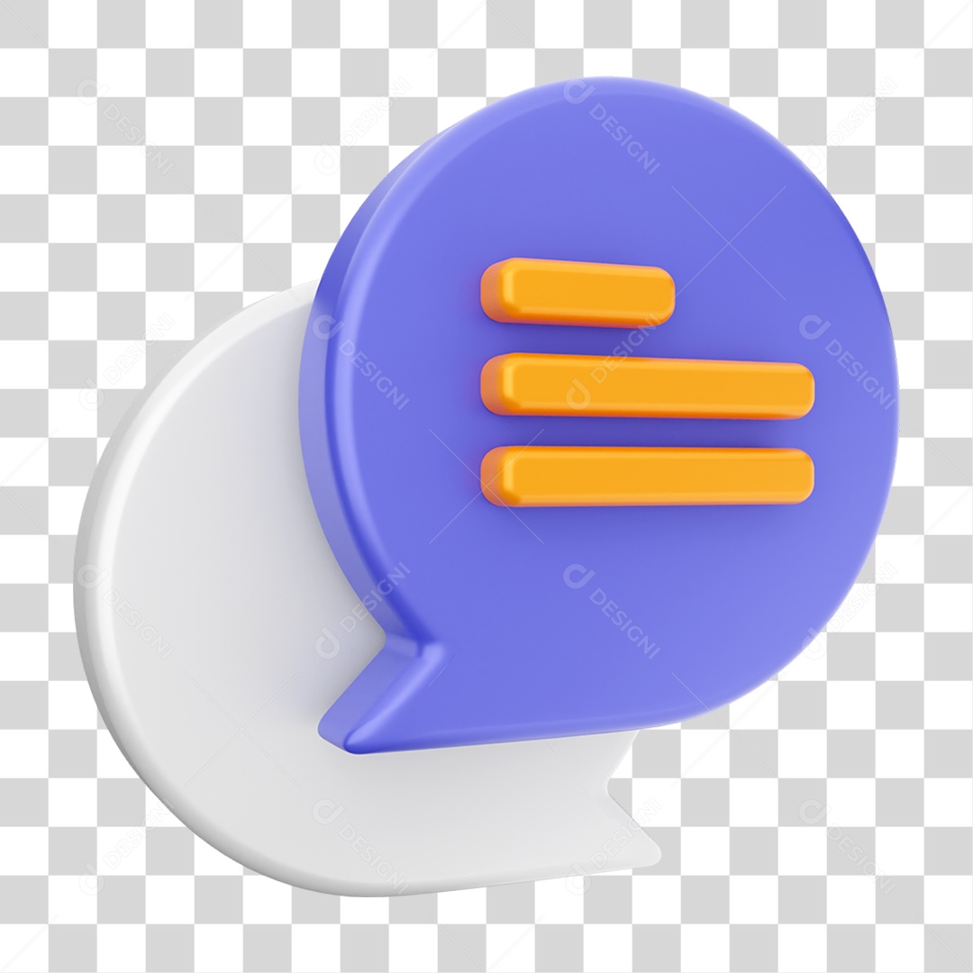 Elemento 3D Ícone Mensagens de Bate-papo PNG Transparente