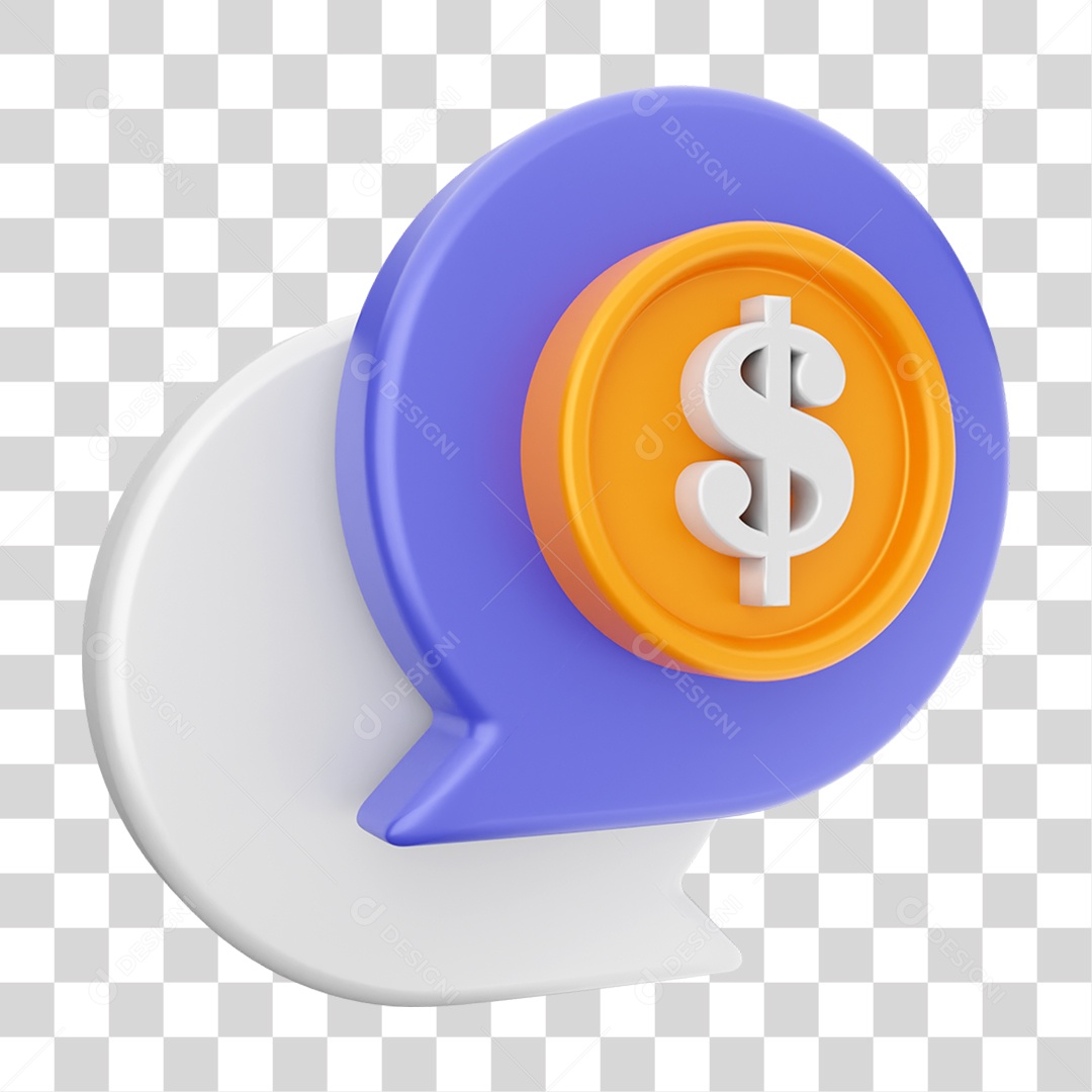 Elemento 3D Ícone Mensagens de Bate-papo PNG Transparente