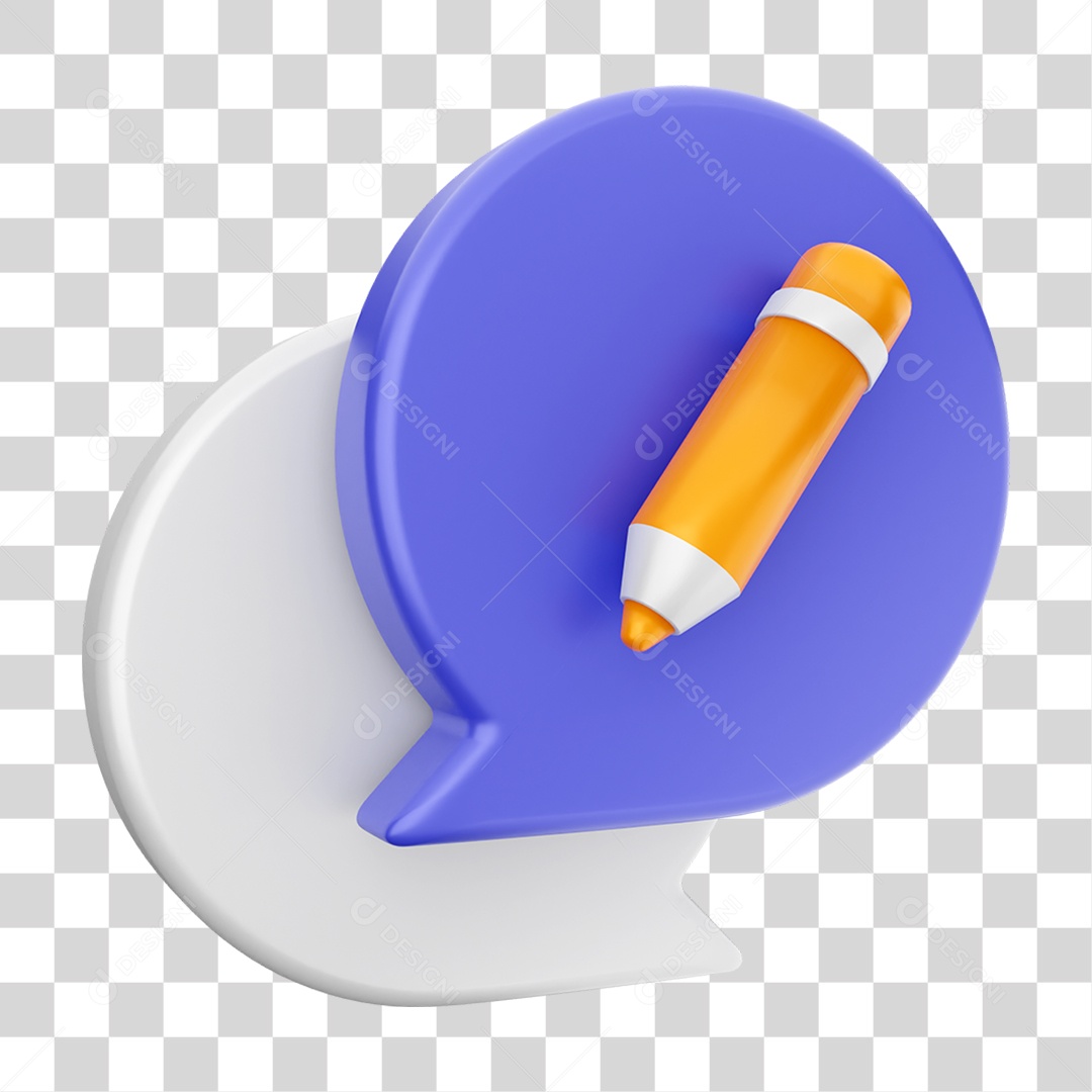 Elemento 3D Ícone Mensagens de Bate-papo PNG Transparente