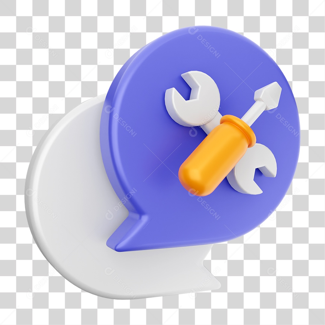 Elemento 3D Ícone Mensagens de Bate-papo PNG Transparente