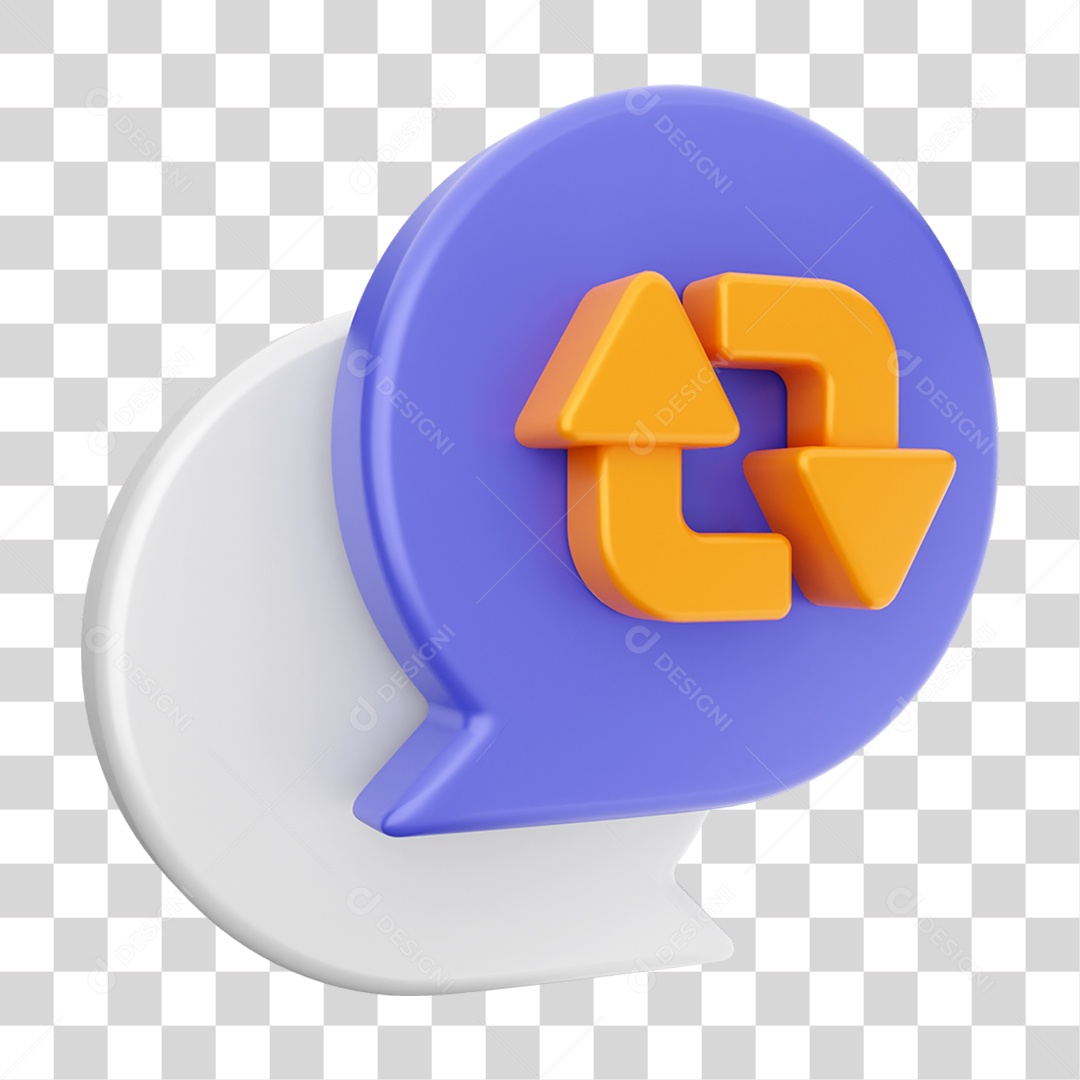 Elemento 3D Ícone Mensagens de Bate-papo PNG Transparente