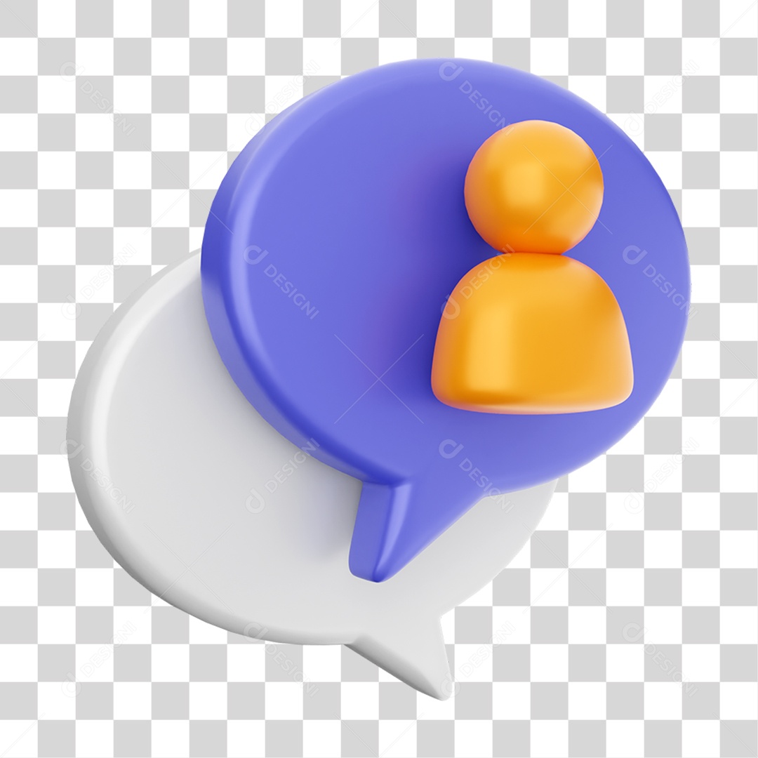 Elemento 3D Ícone Mensagens de Bate-papo PNG Transparente