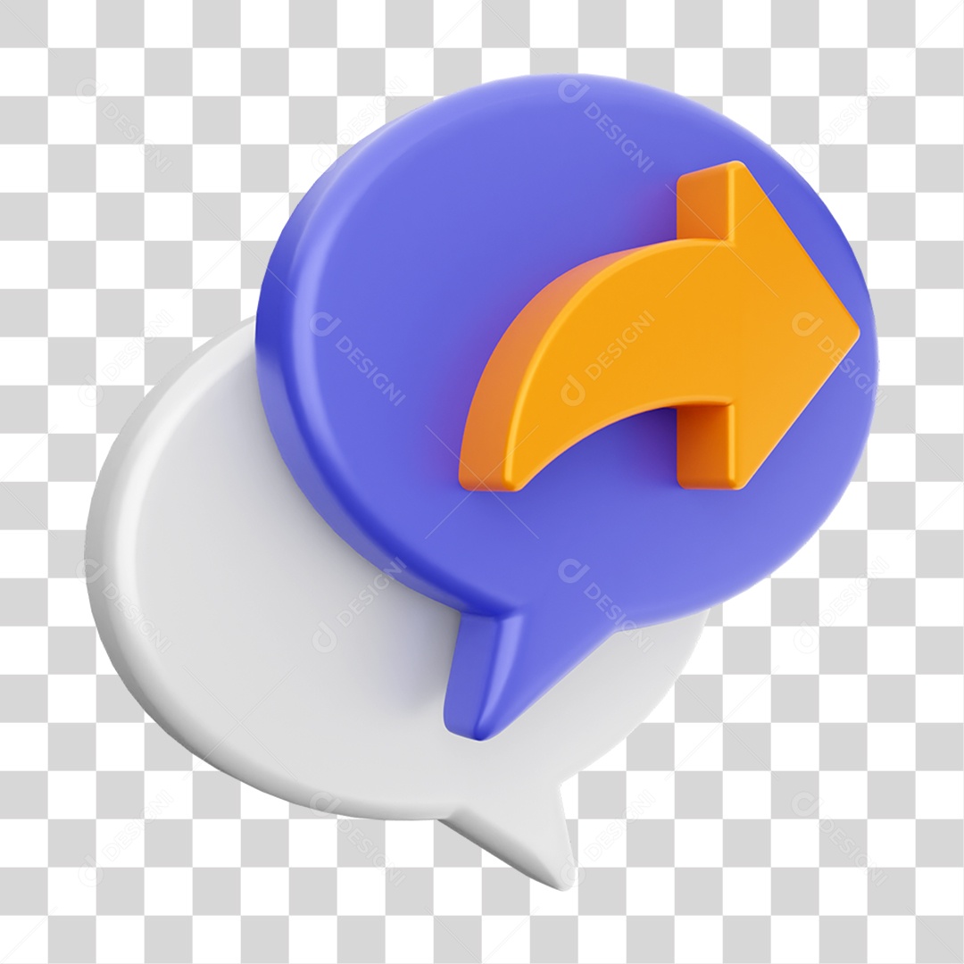 Elemento 3D Ícone Mensagens de Bate-papo PNG Transparente