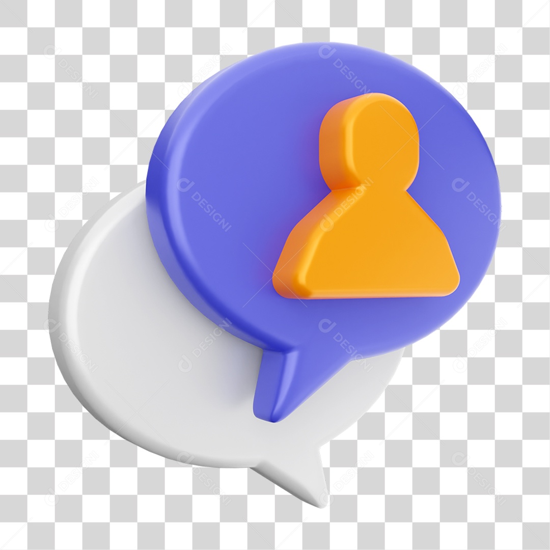 Elemento 3D Ícone Mensagens de Bate-papo PNG Transparente