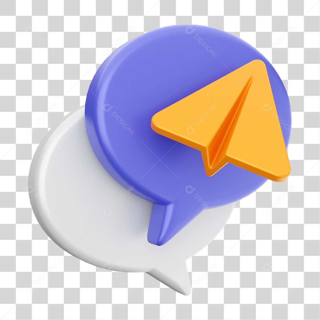 Elemento 3D Ícone Mensagens de Bate-papo PNG Transparente