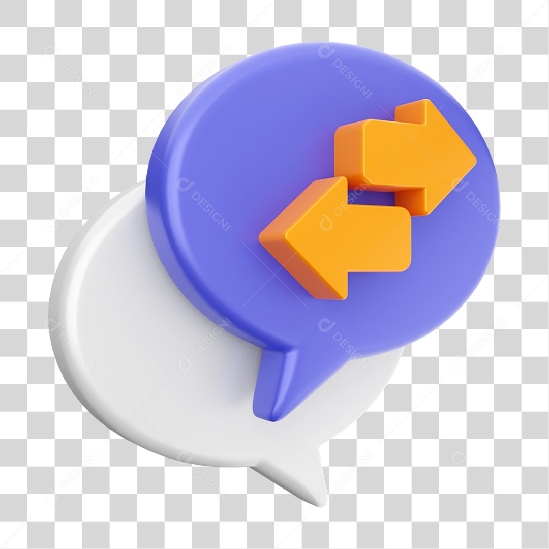 Elemento 3D Ícone Mensagens de Bate-papo PNG Transparente