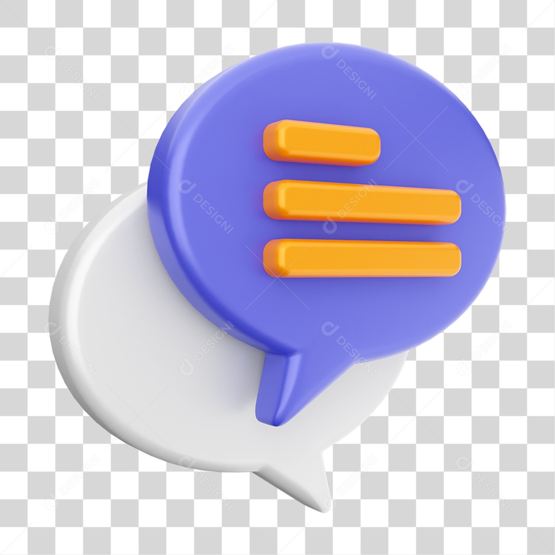 Elemento 3D Ícone Mensagens de Bate-papo PNG Transparente