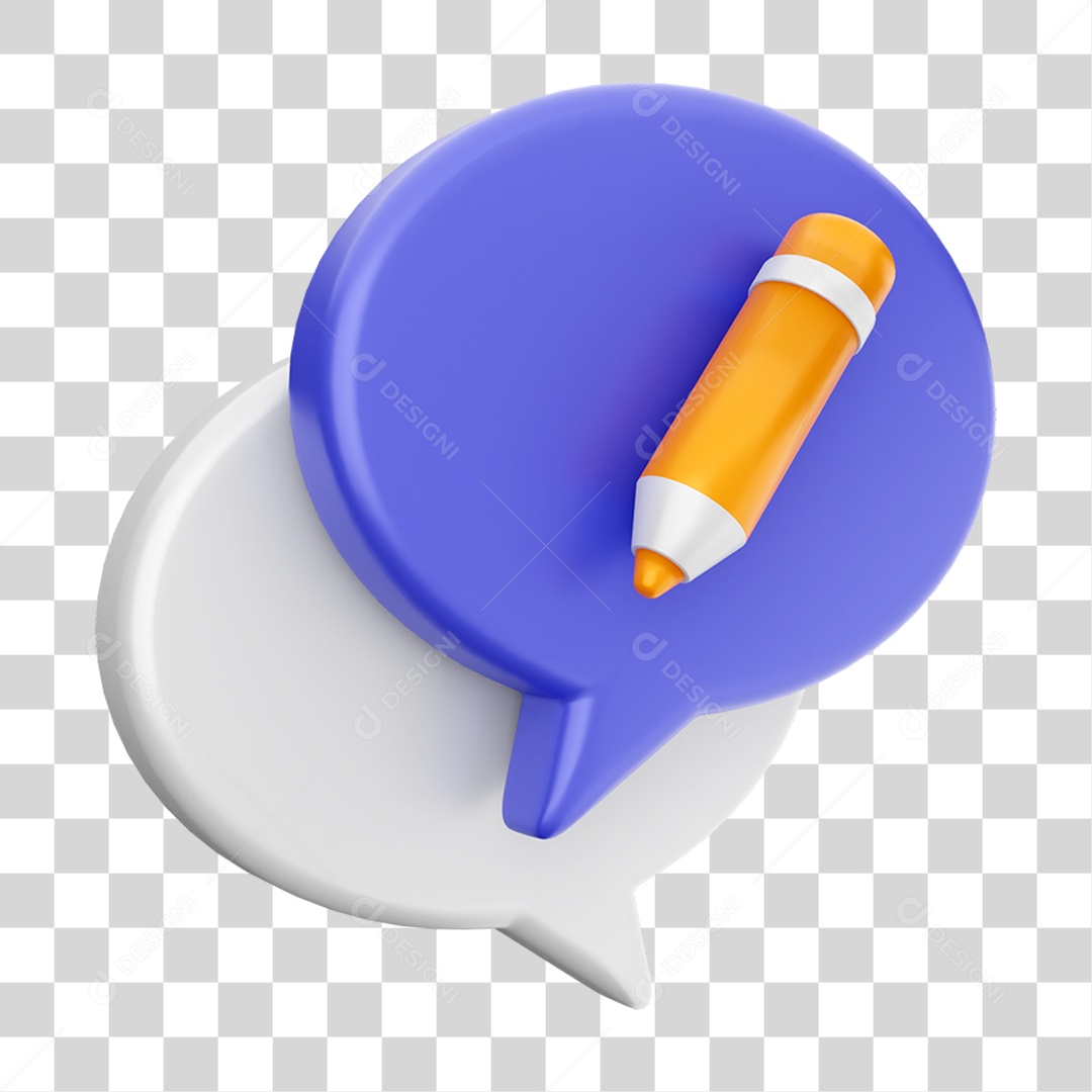 Elemento 3D Ícone Mensagens de Bate-papo PNG Transparente