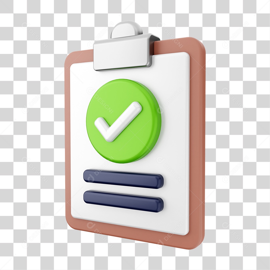 Elemento 3D Símbolo de Verificação PNG Transparente