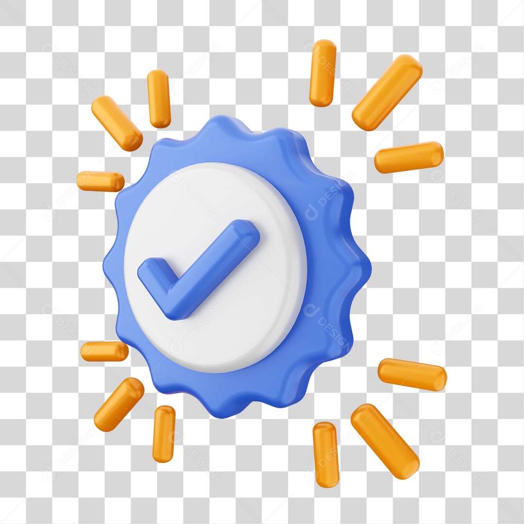 Elemento 3D Símbolo de Verificação PNG Transparente