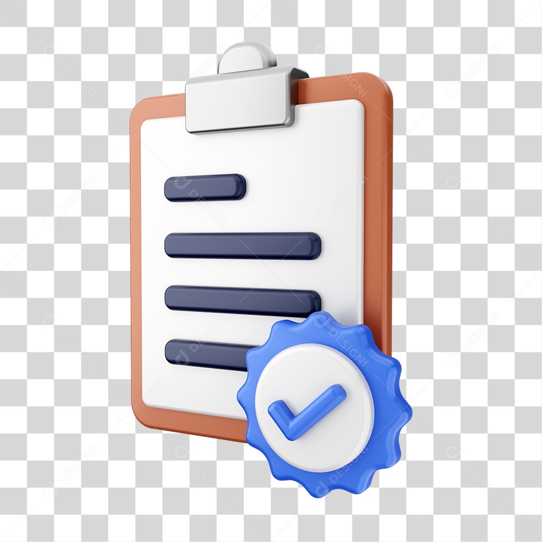 Elemento 3D Símbolo de Verificação PNG Transparente