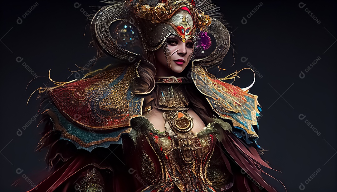 Traje de carnaval, renderização realista de desenhos animados