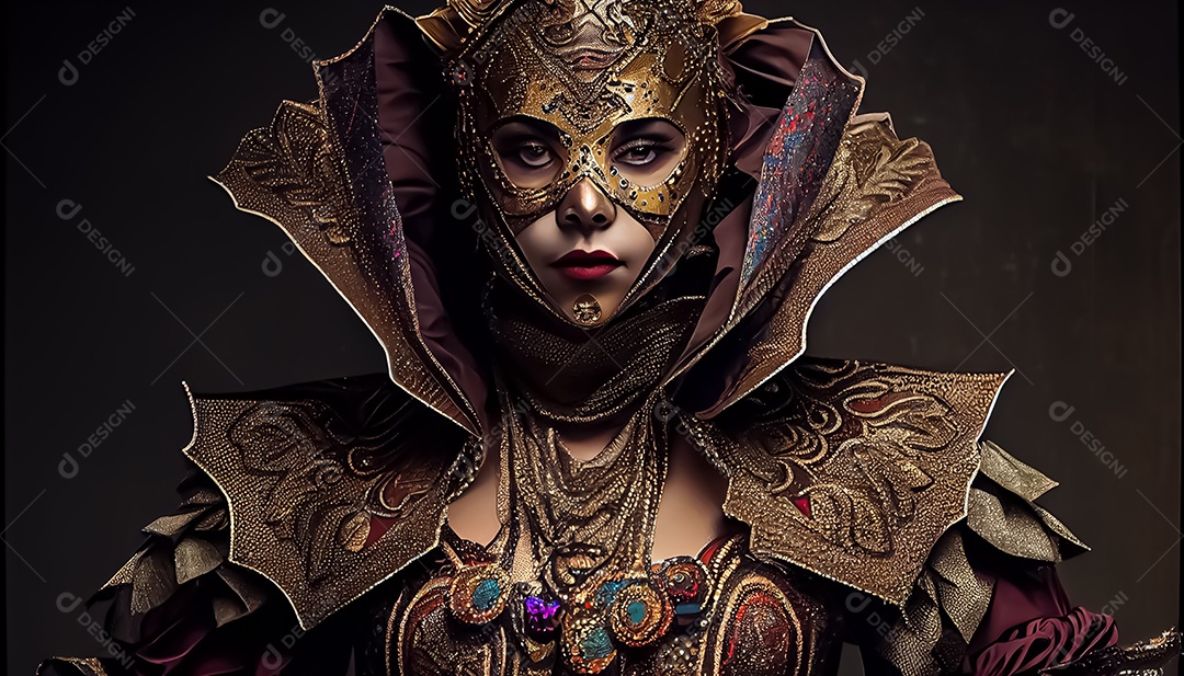 Traje de carnaval, renderização realista de desenhos animados