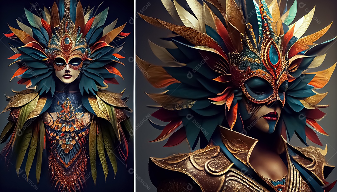 Traje de carnaval, renderização realista de desenhos animados