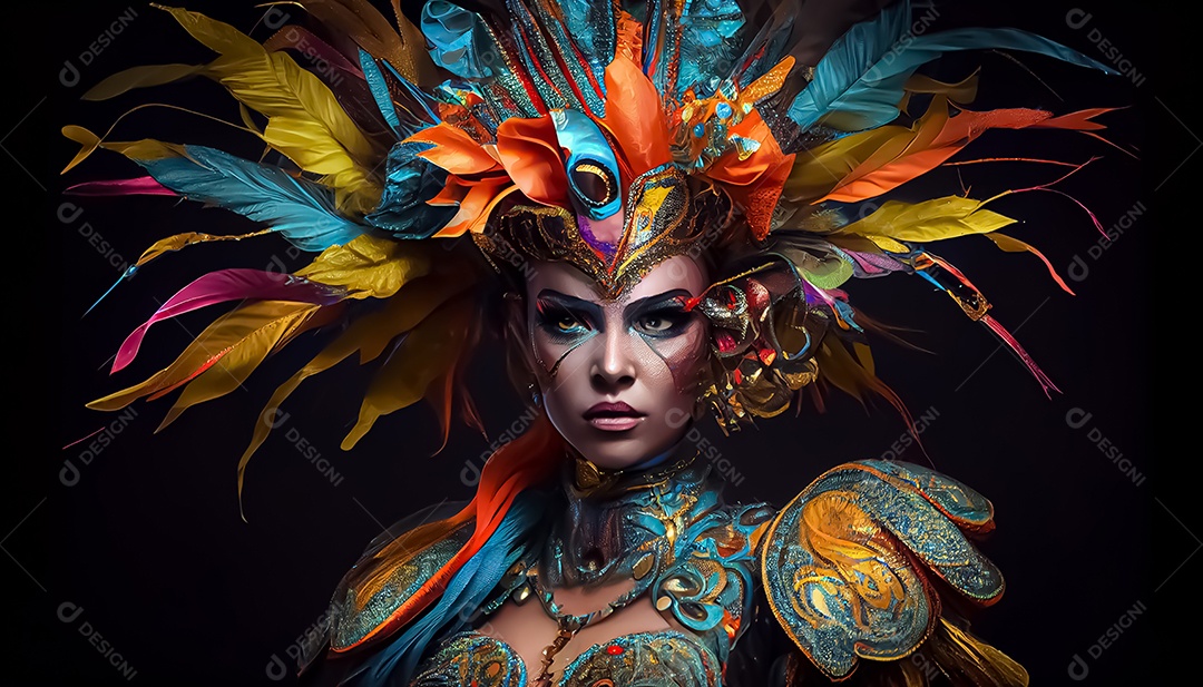 Traje de carnaval, renderização realista de desenhos animados